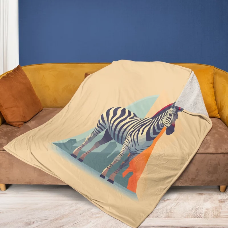 Zebra With Cityscape Fleece Blanket 1