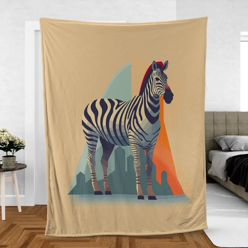 Zebra With Cityscape Fleece Blanket