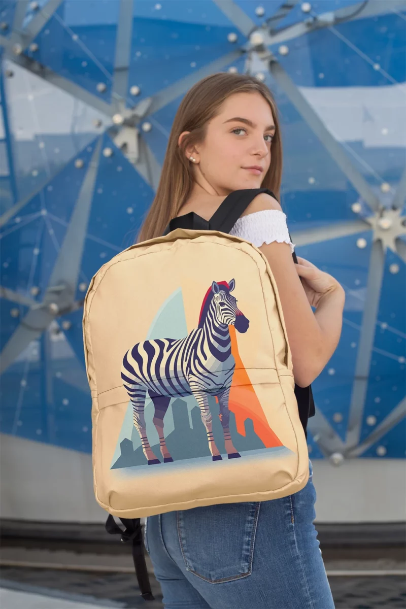 Zebra With Cityscape Minimalist Backpack 2