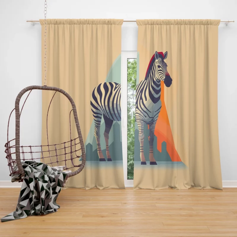 Zebra With Cityscape Window Curtain
