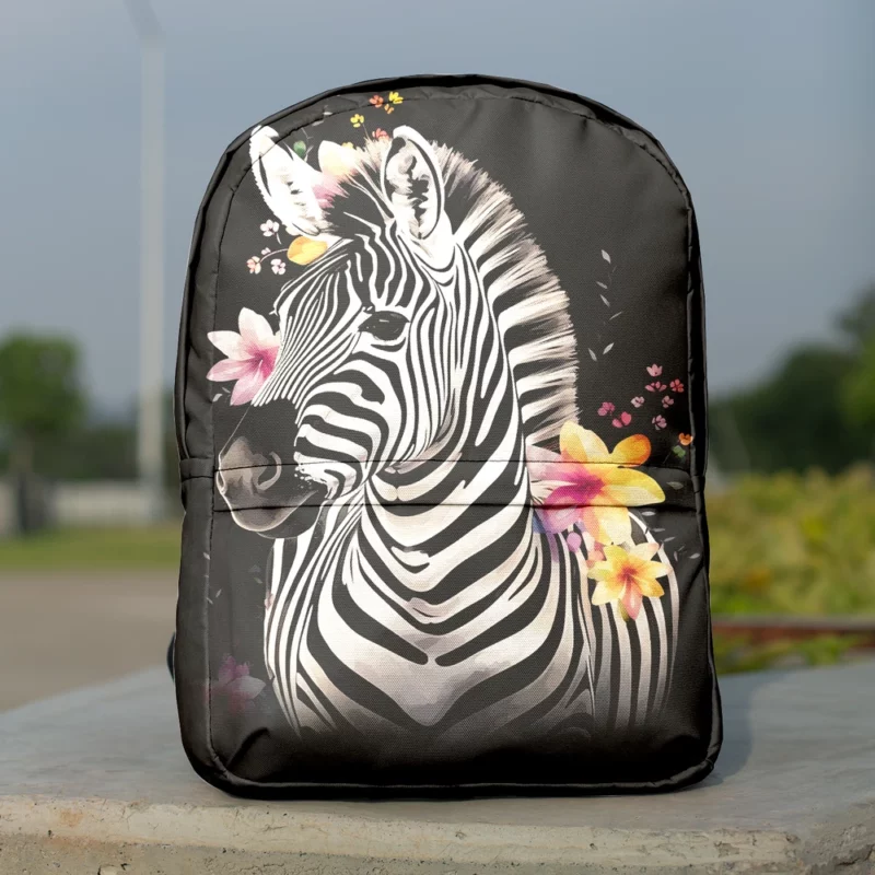 Zebra With Flower Crown Minimalist Backpack