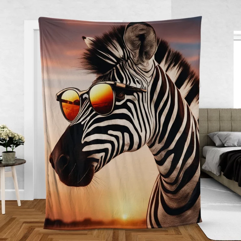 Zebra at Sunset in Africa Fleece Blanket