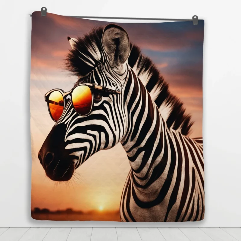 Zebra at Sunset in Africa Quilt Blanket 1