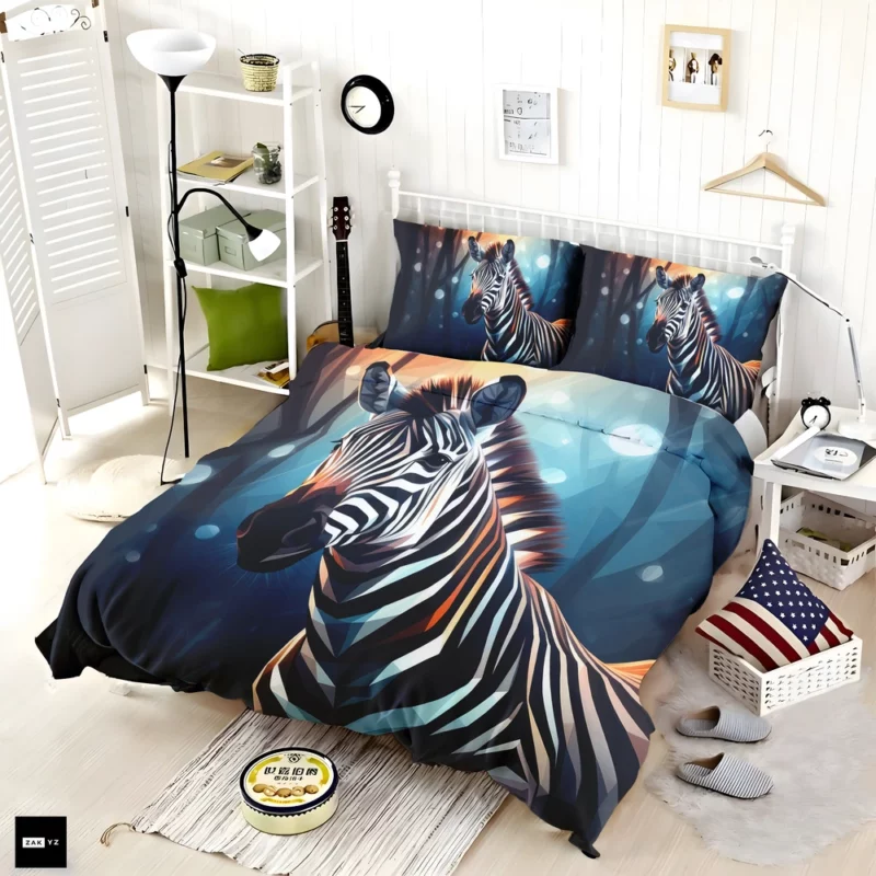 Zebra in Dark Forest Bedding Set