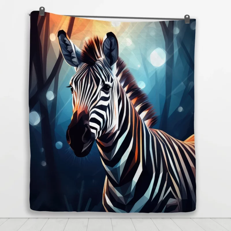 Zebra in Dark Forest Quilt Blanket 1