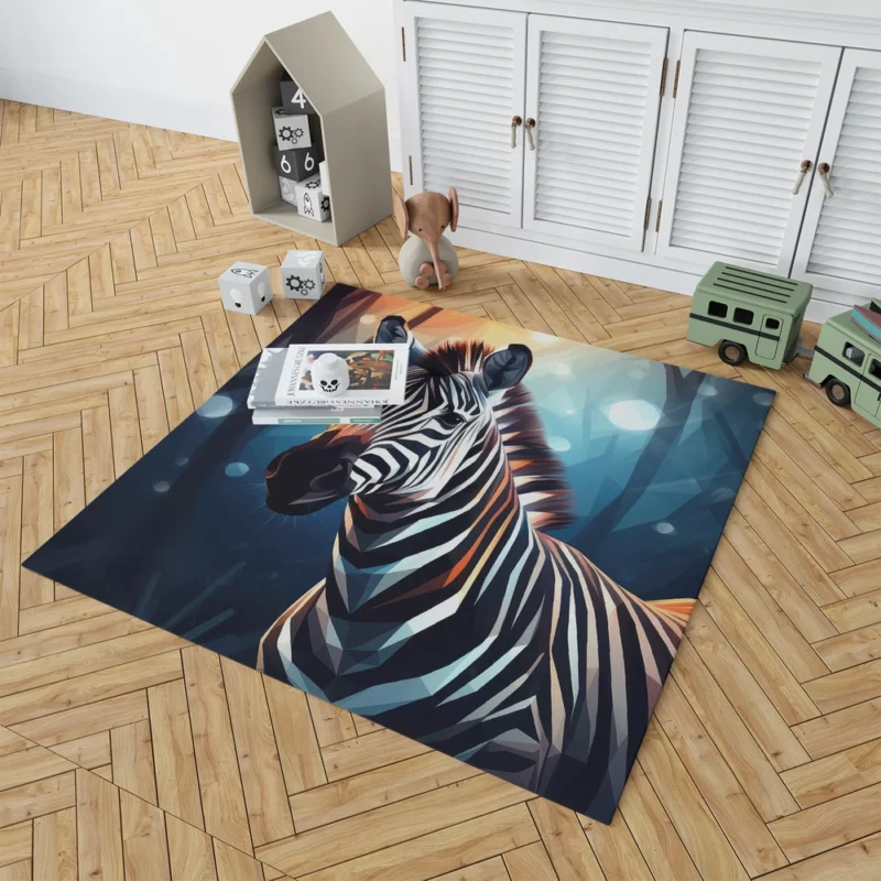 Zebra in Dark Forest Rug 1