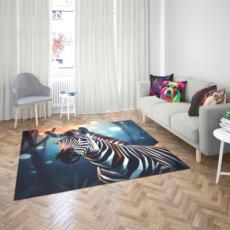 Zebra in Dark Forest Rug 2