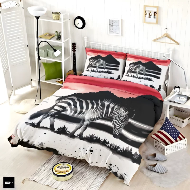 Zebra in Desert Landscape Bedding Set