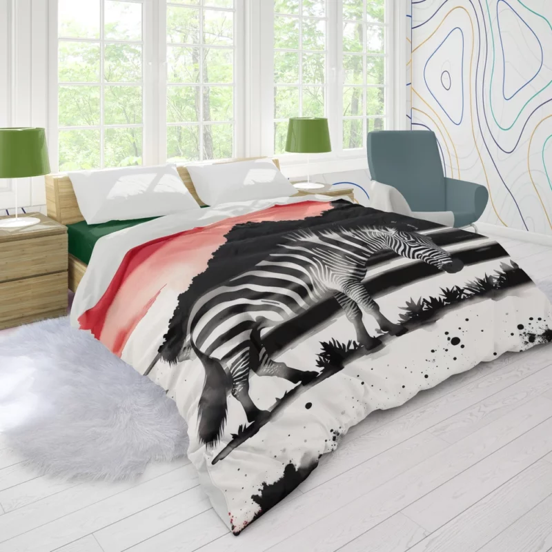 Zebra in Desert Landscape Duvet Cover