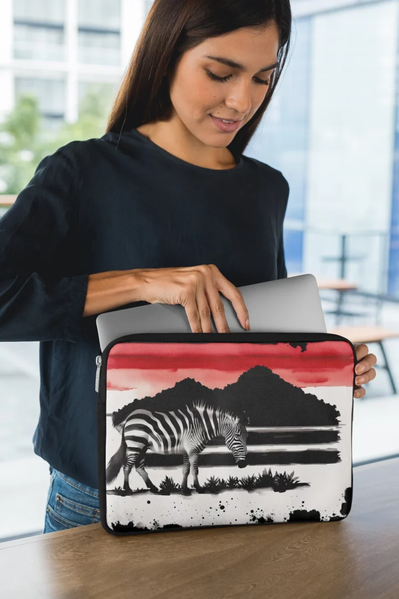 Zebra in Desert Landscape Laptop Sleeve 1