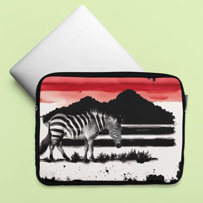 Zebra in Desert Landscape Laptop Sleeve