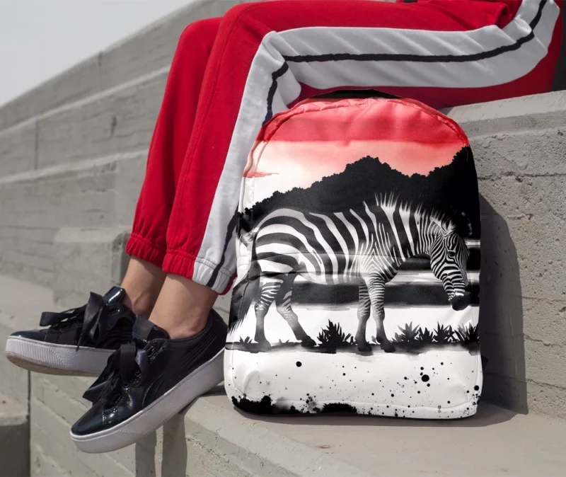 Zebra in Desert Landscape Minimalist Backpack 1