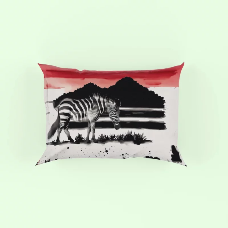 Zebra in Desert Landscape Pillow Case