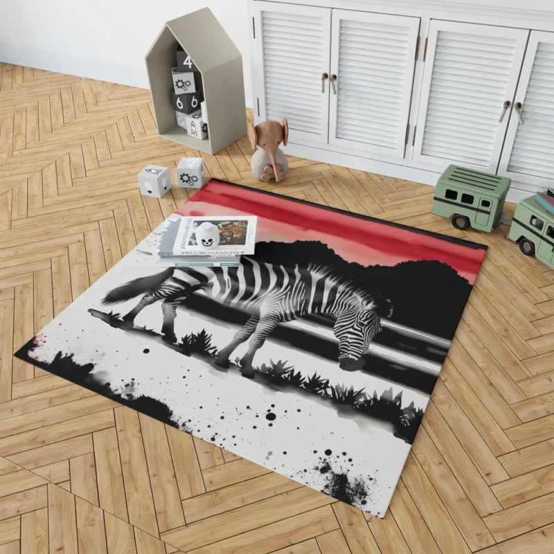 Zebra in Desert Landscape Rug 1