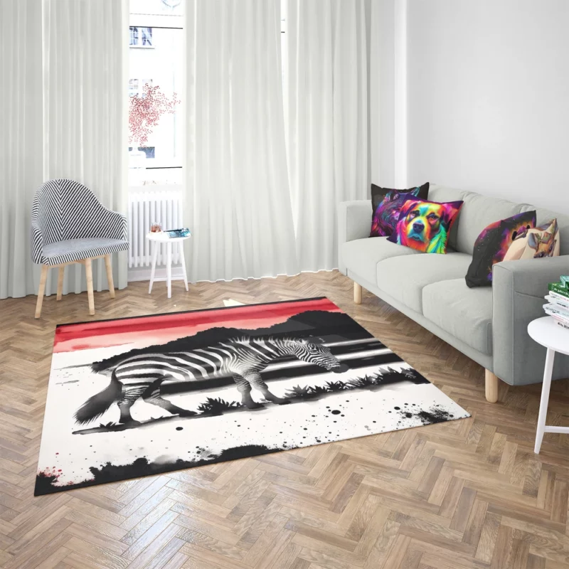 Zebra in Desert Landscape Rug 2