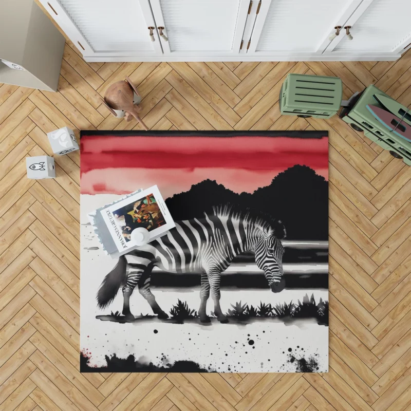 Zebra in Desert Landscape Rug