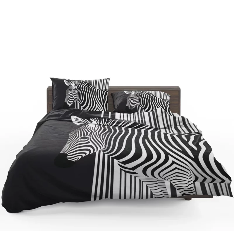 Zebra in Front of Stripes Bedding Set 1