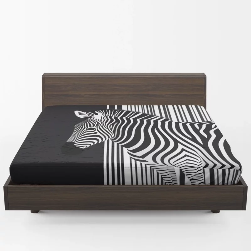 Zebra in Front of Stripes Fitted Sheet 1