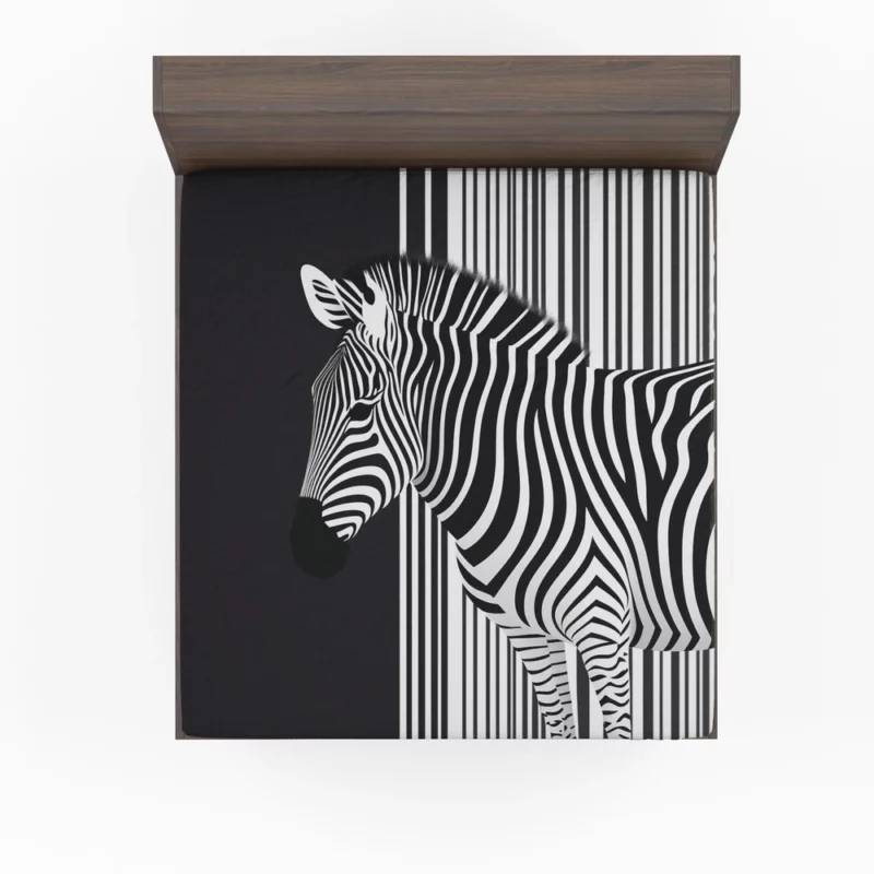 Zebra in Front of Stripes Fitted Sheet