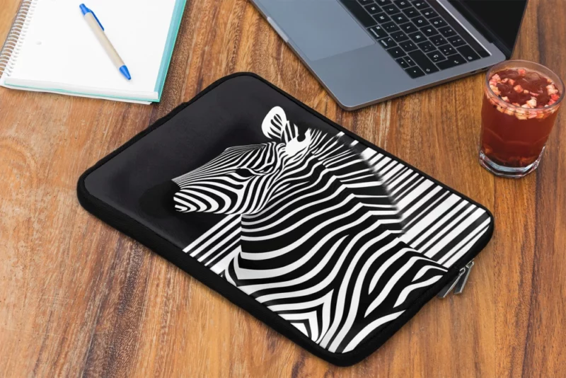 Zebra in Front of Stripes Laptop Sleeve 2