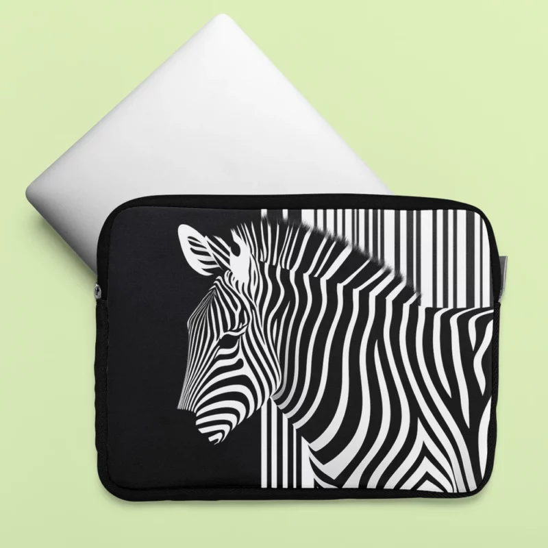 Zebra in Front of Stripes Laptop Sleeve