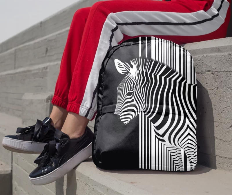 Zebra in Front of Stripes Minimalist Backpack 1