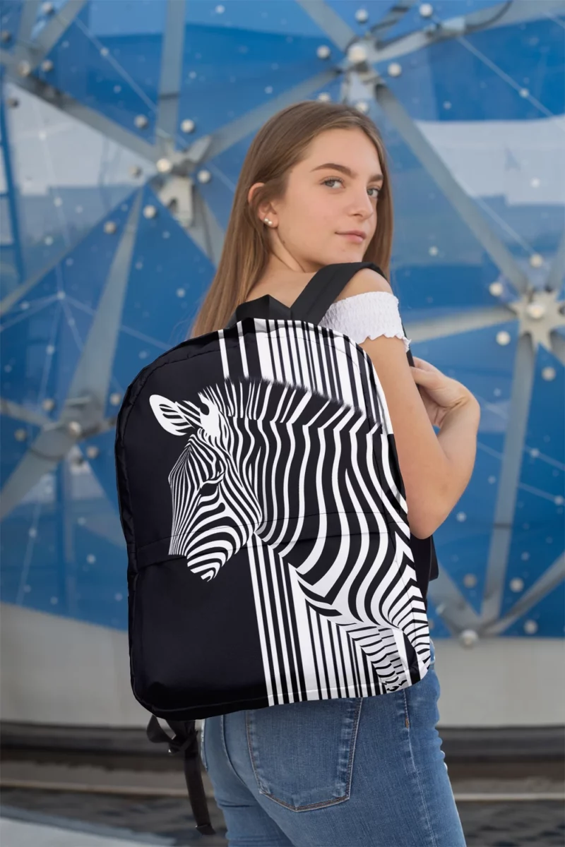 Zebra in Front of Stripes Minimalist Backpack 2