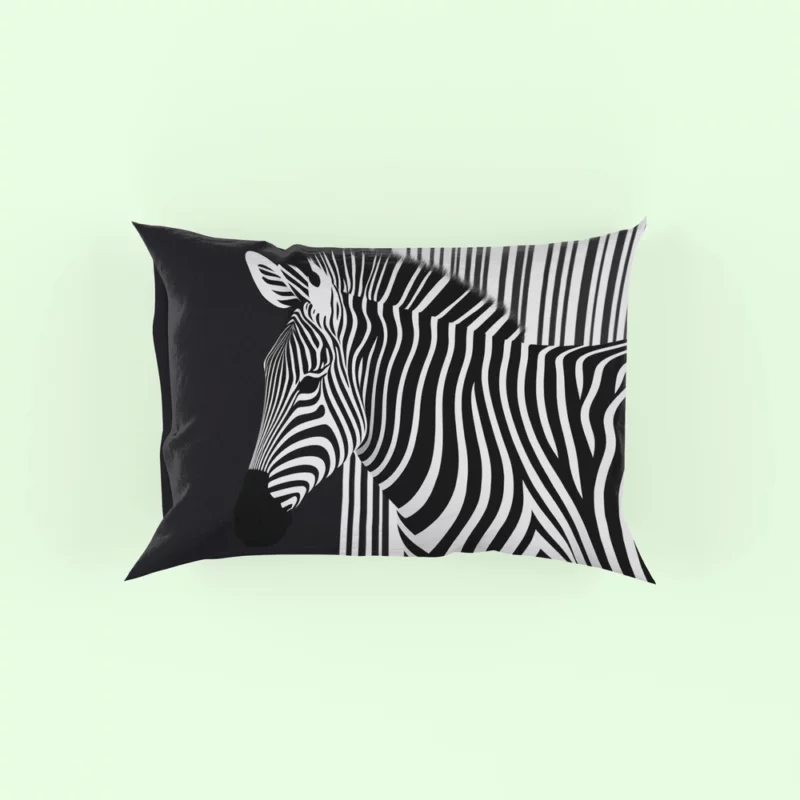 Zebra in Front of Stripes Pillow Case
