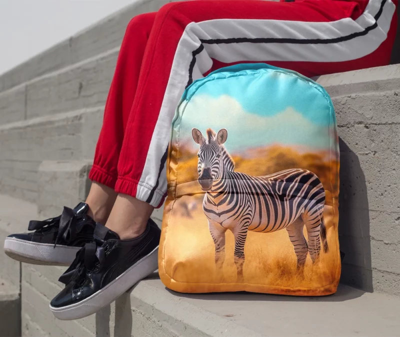 Zebra in Yellow Grassland Minimalist Backpack 1