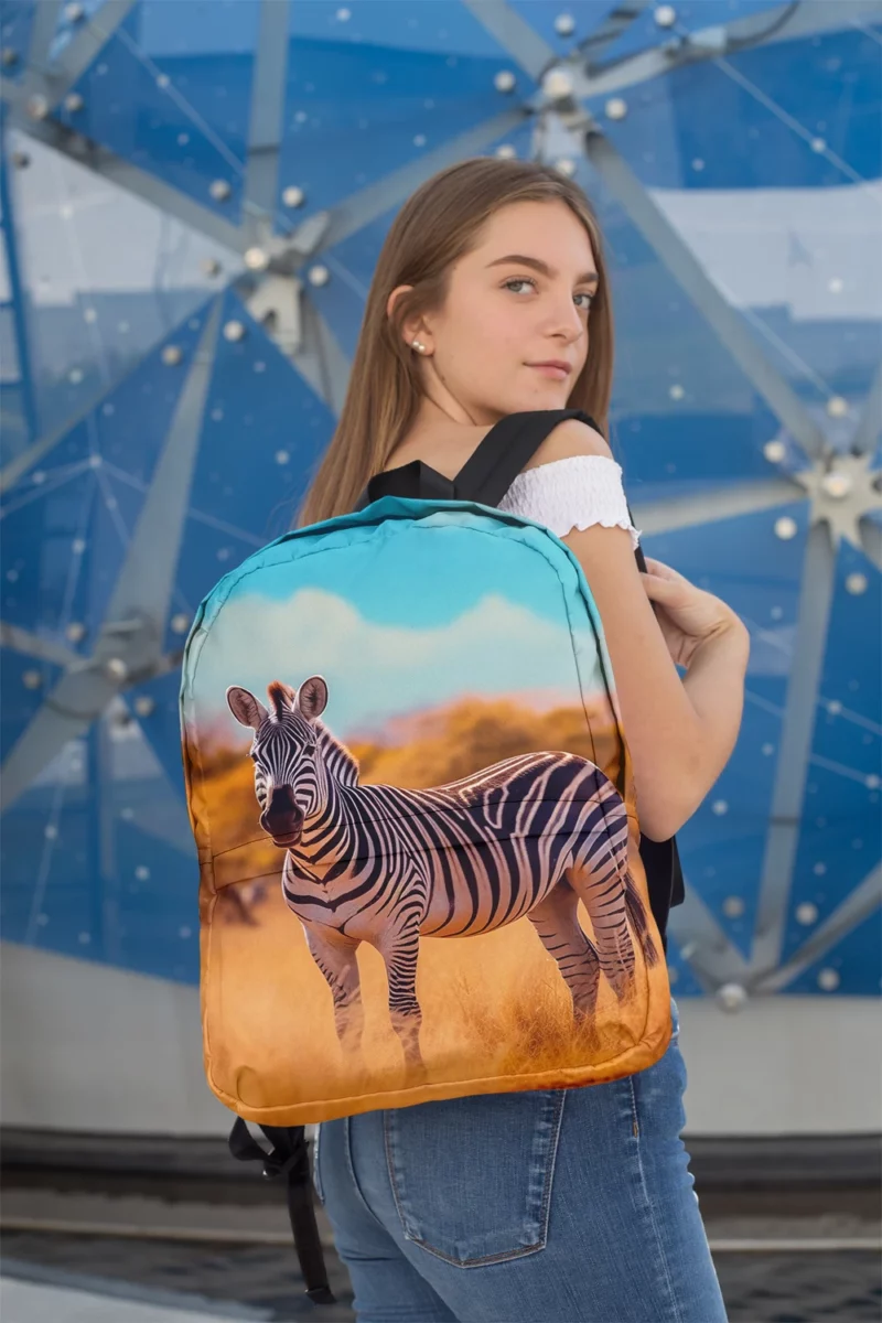 Zebra in Yellow Grassland Minimalist Backpack 2