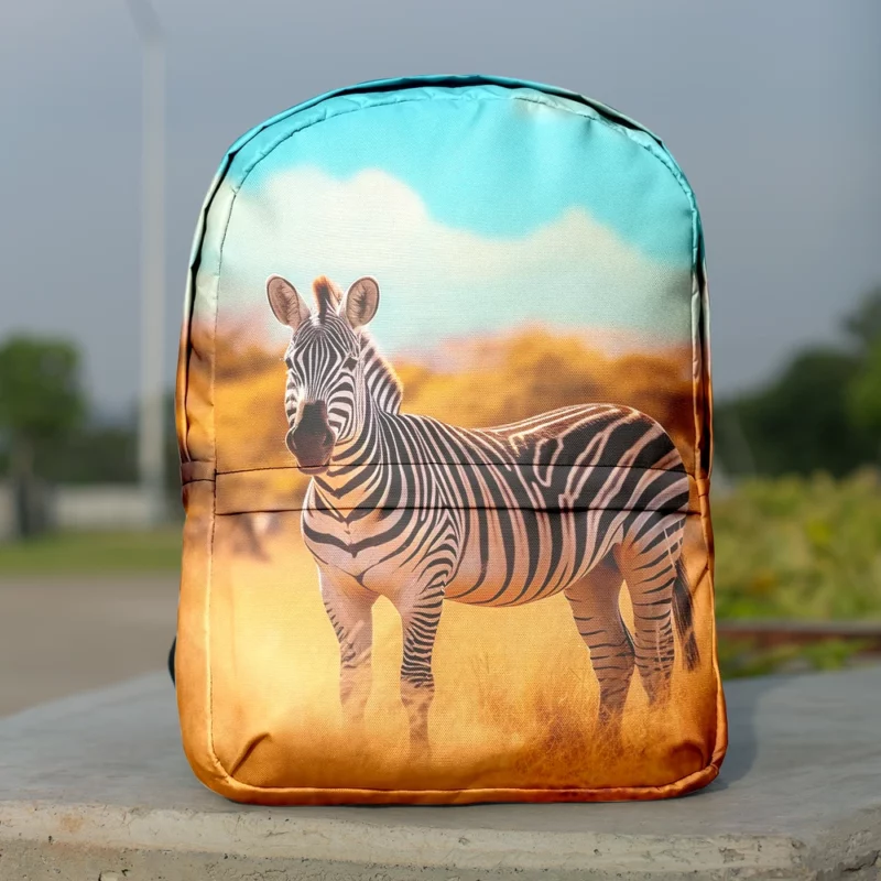 Zebra in Yellow Grassland Minimalist Backpack