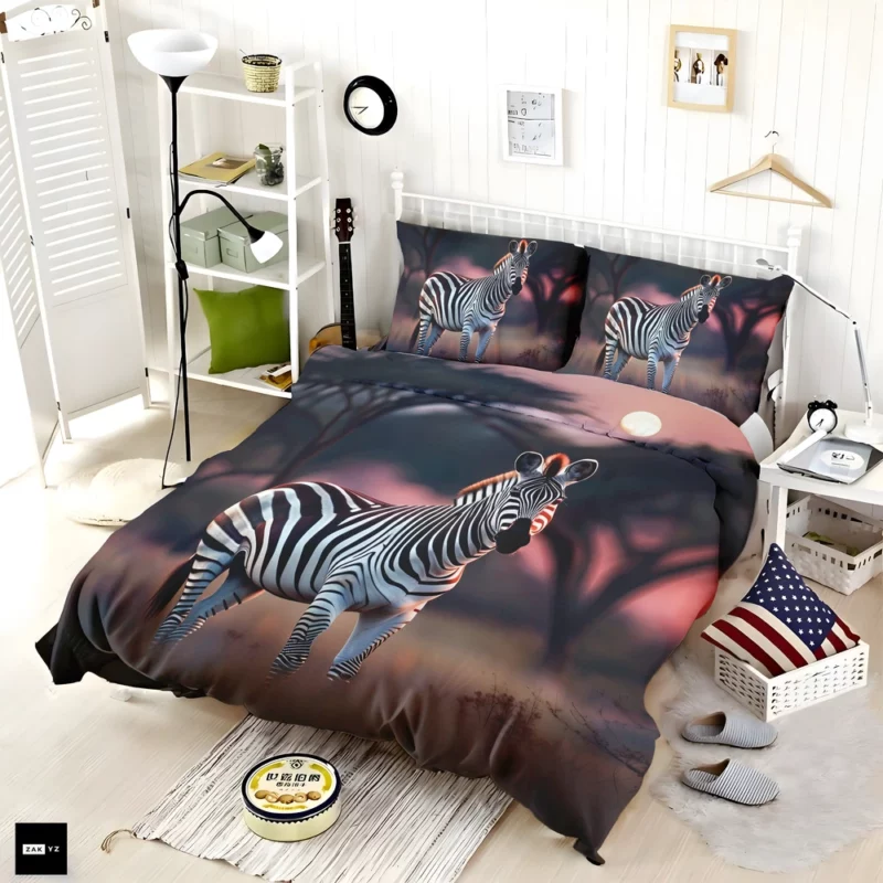 Zebras Under Moonlight Bedding Set