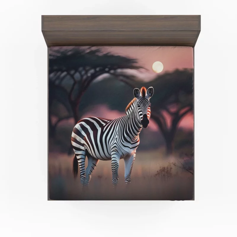 Zebras Under Moonlight Fitted Sheet