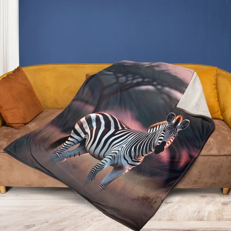 Zebras Under Moonlight Fleece Blanket 1