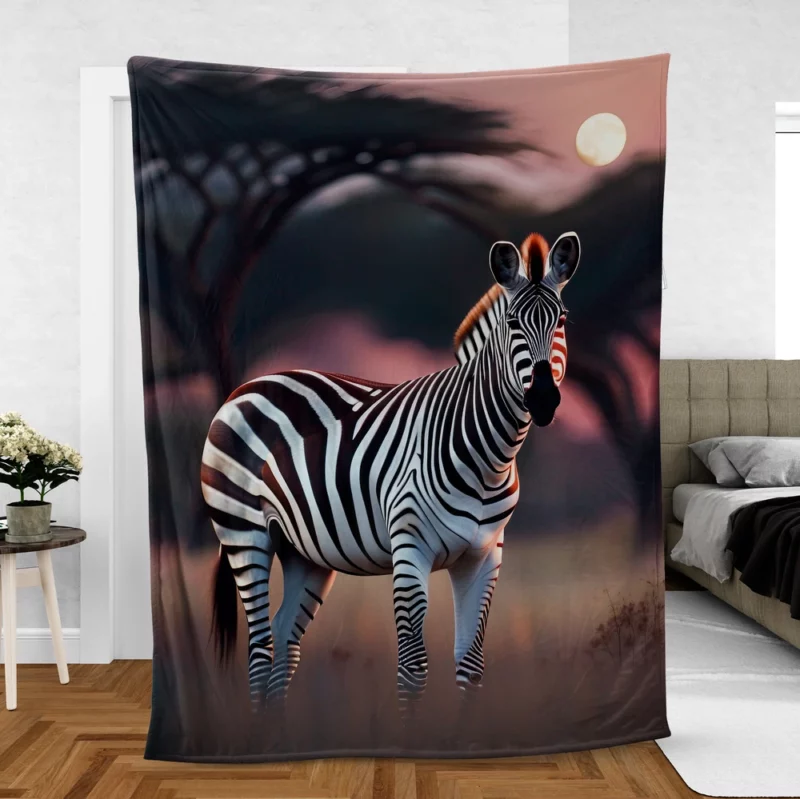 Zebras Under Moonlight Fleece Blanket