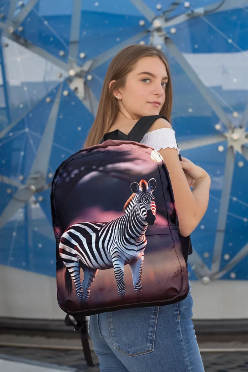 Zebras Under Moonlight Minimalist Backpack 2