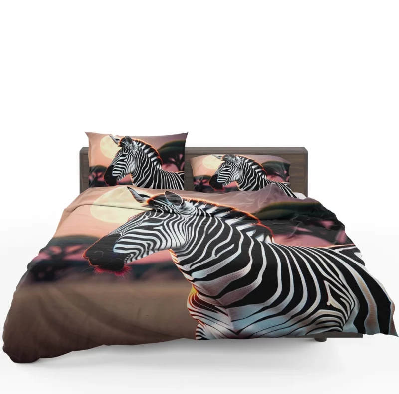 Zebras in Africa at Night Bedding Set 1