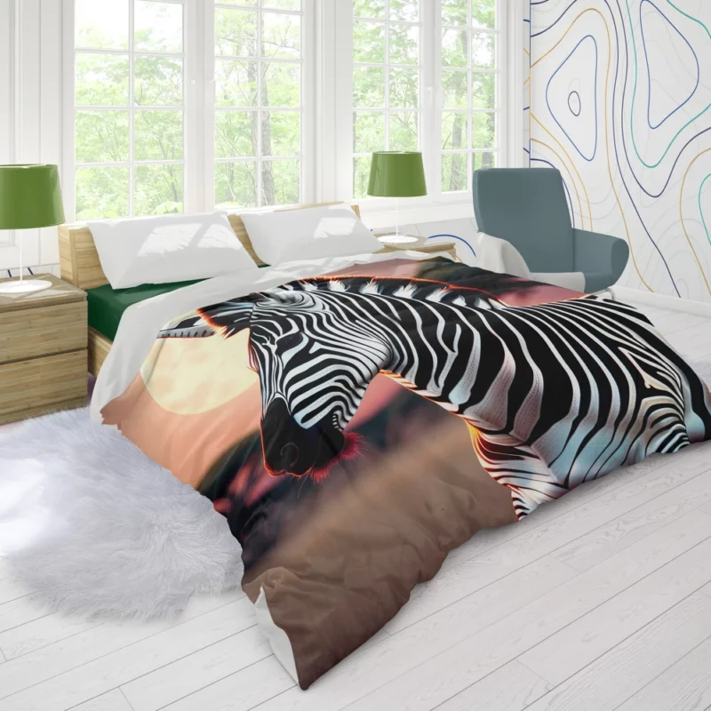 Zebras in Africa at Night Duvet Cover