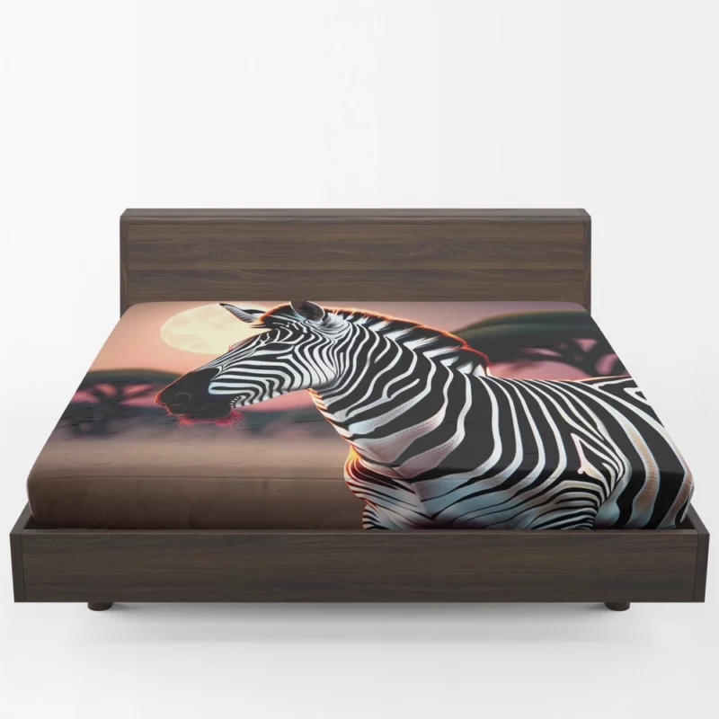 Zebras in Africa at Night Fitted Sheet 1