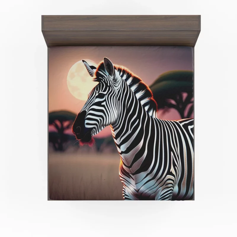 Zebras in Africa at Night Fitted Sheet