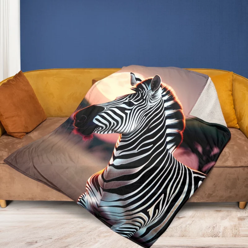 Zebras in Africa at Night Fleece Blanket 1