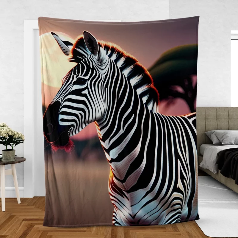 Zebras in Africa at Night Fleece Blanket