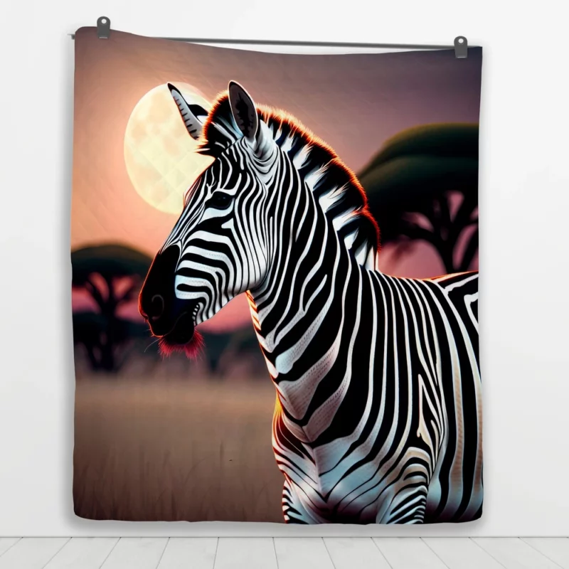 Zebras in Africa at Night Quilt Blanket 1