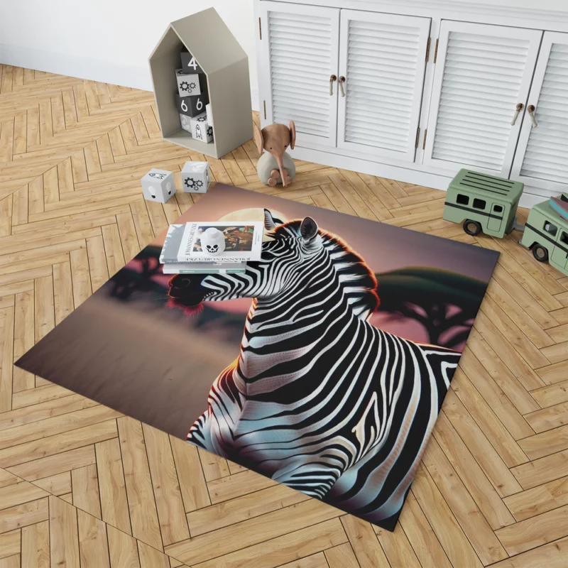 Zebras in Africa at Night Rug 1