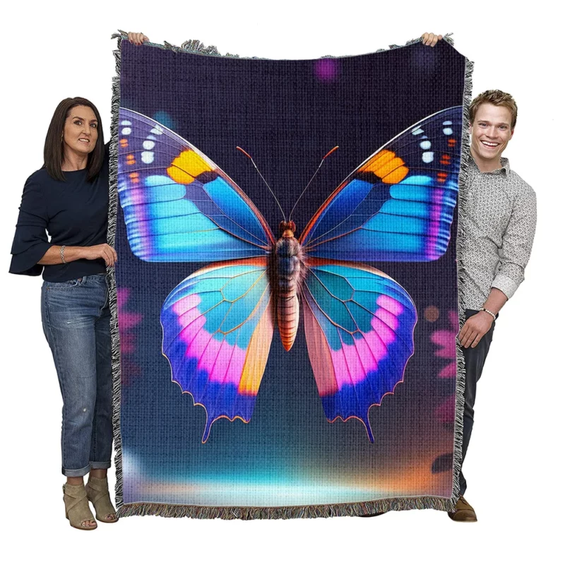 3D Butterfly AI Artwork Woven Blanket