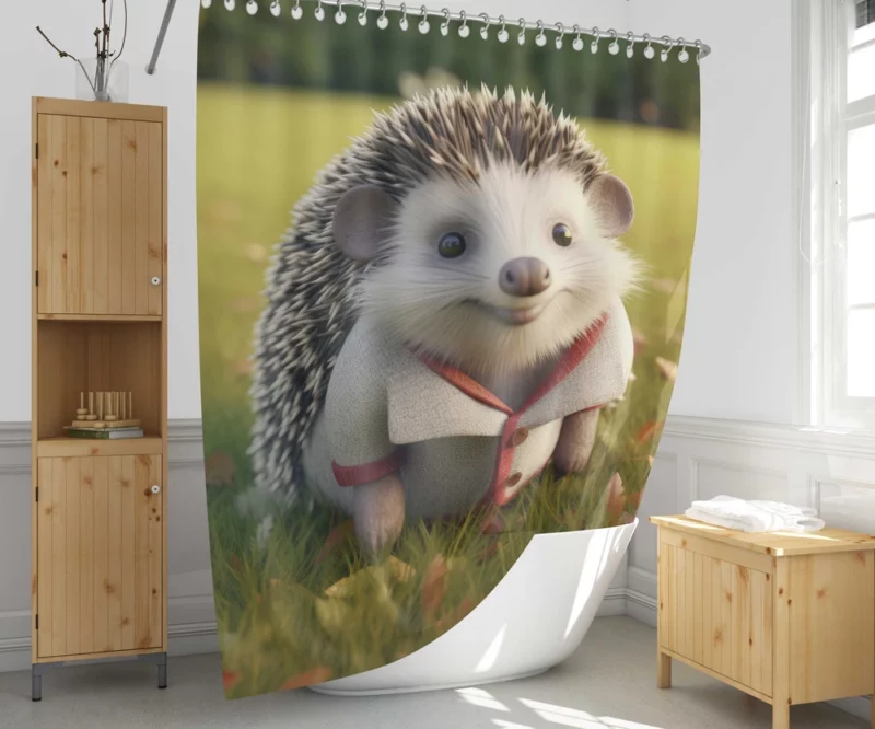 3D Clothed Hedgehog Cartoon Shower Curtain 1