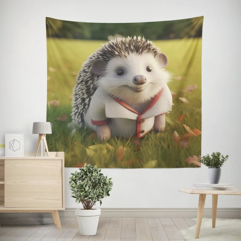 3D Clothed Hedgehog Cartoon Wall Tapestry
