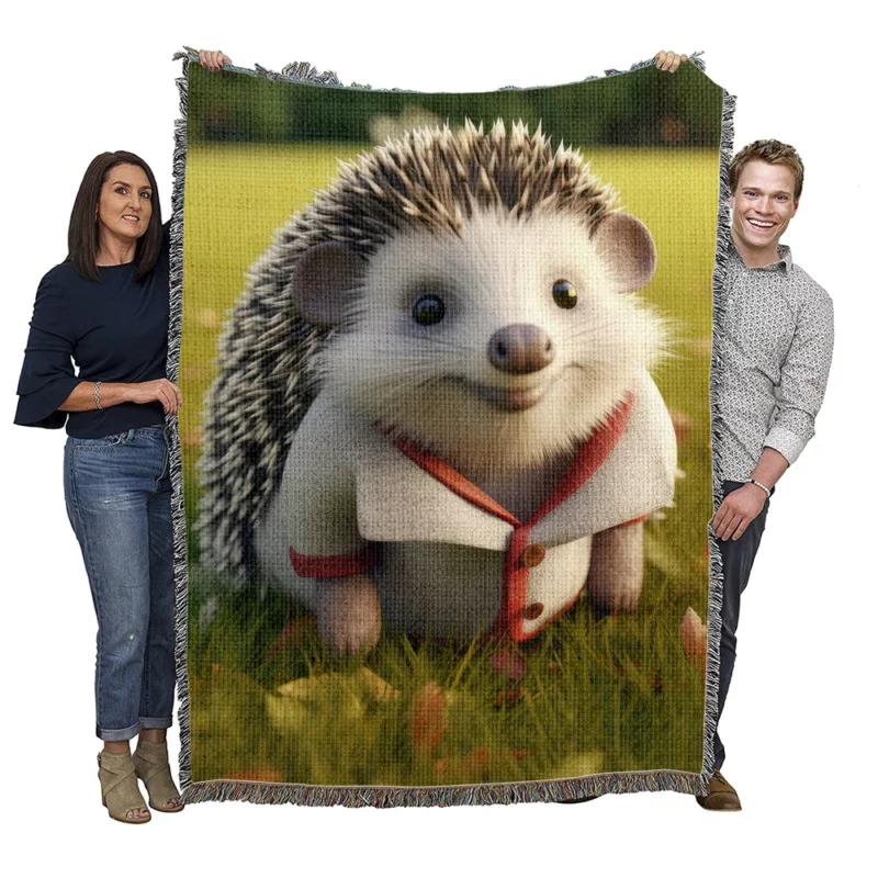 3D Clothed Hedgehog Cartoon Woven Blanket