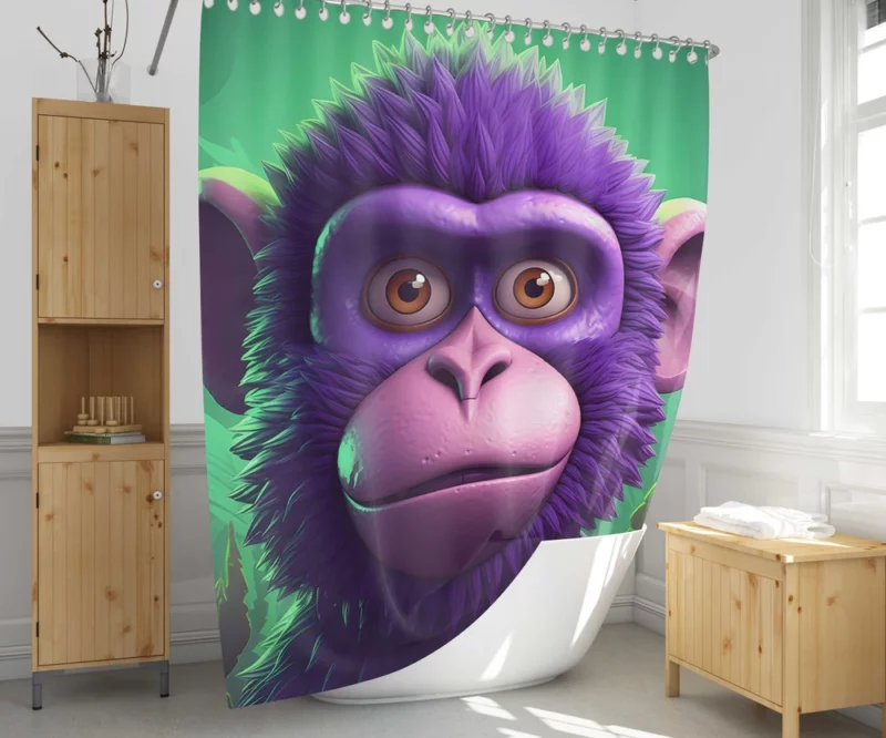 3D Cyber Monkey Portrait Shower Curtain 1