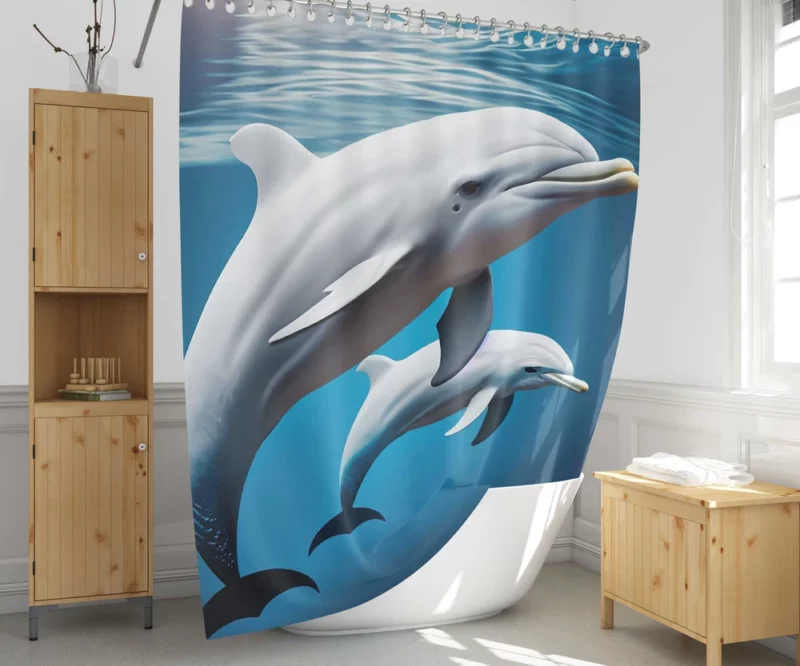 3D Dolphin Character Shower Curtain 1